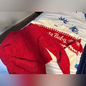 Red and White Knit Sweater